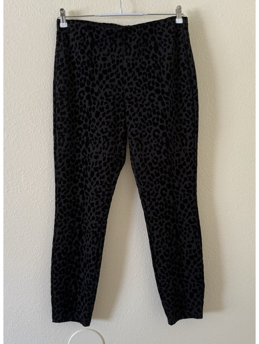 Nanette Lepore Miranda Black Flocked Leopard Print Ankle Pants Size L